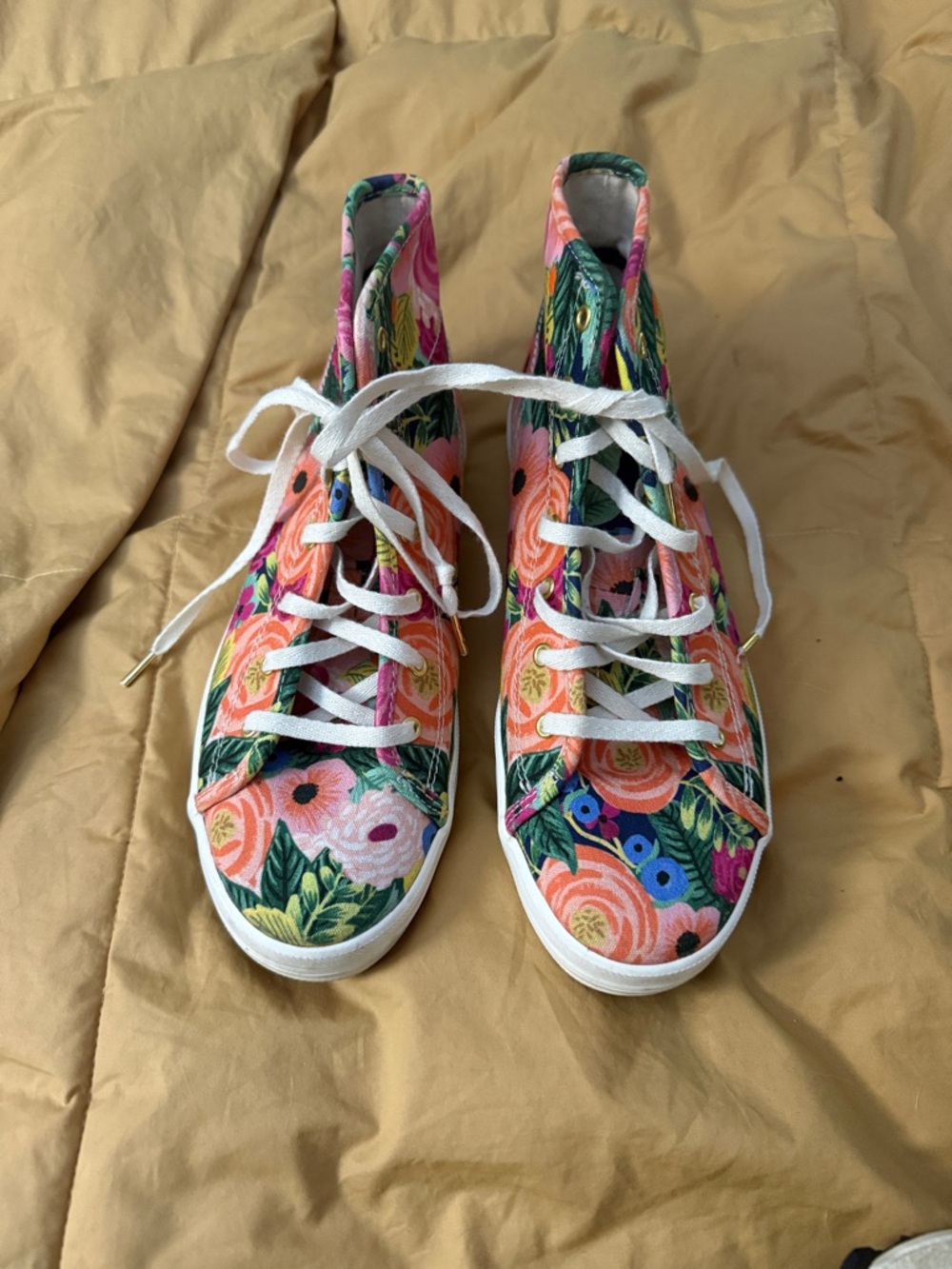 Keds Floral High-Top Canvas Sneakers - Pink & Green -